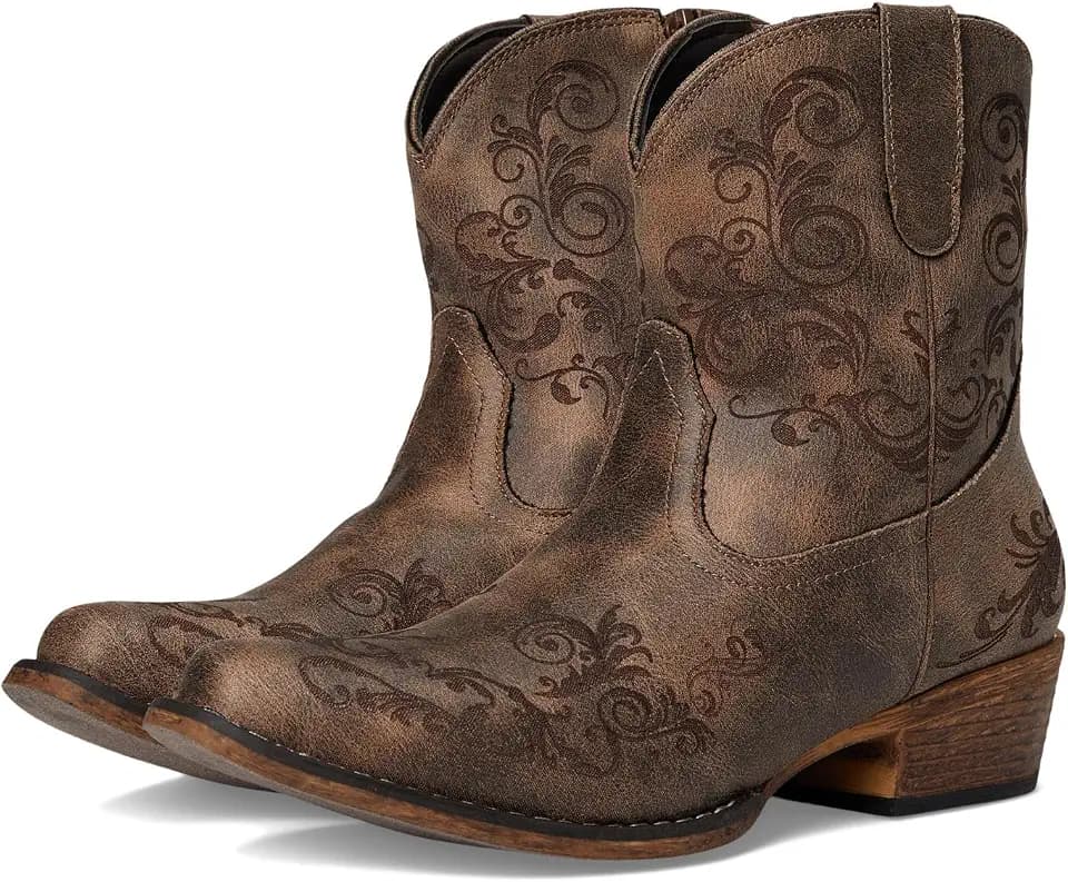ROPER Womens Short Stuff Embroidery Snip Toe Casual Boots Ankle Low Heel 1-2"
