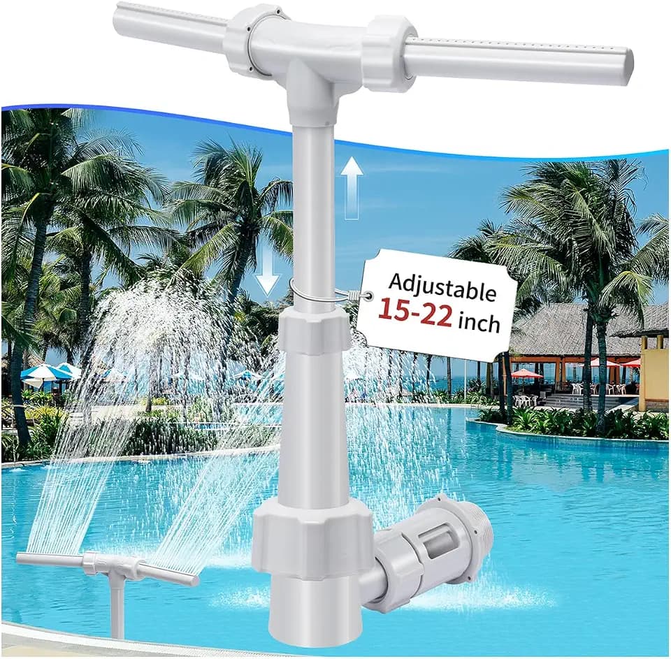 KLLEYNA Dual Spray Pool Fountains for Above-Inground Swimming-Pool - Telescopic 15-22" Pipe Height, Summer Waterfall Cooler Improve Circulation,Pool Sprinkler Decor Adjustable Pressure (Light Gray)