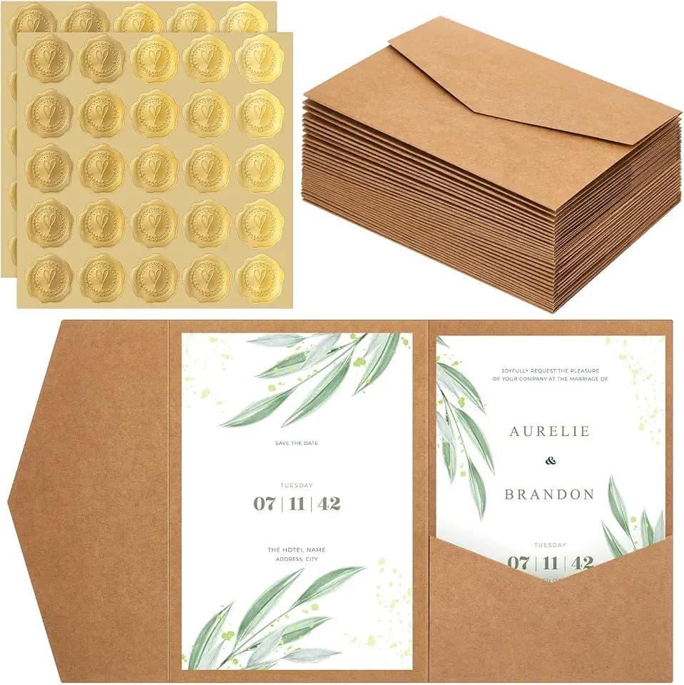 Tenare Papier Pocketfold Umschläge, Kraftpapierfarbe, 30 Stück