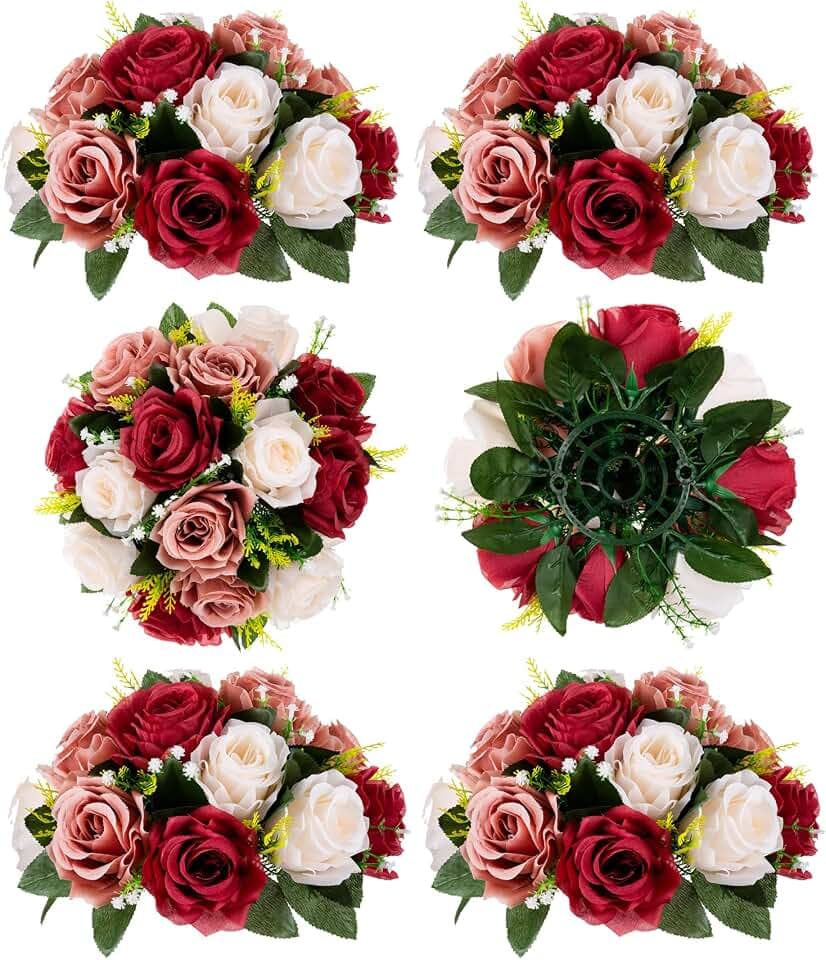 BLOSMON Wedding Flowers Balls Centerpieces Decorations for Table: 6 Pcs