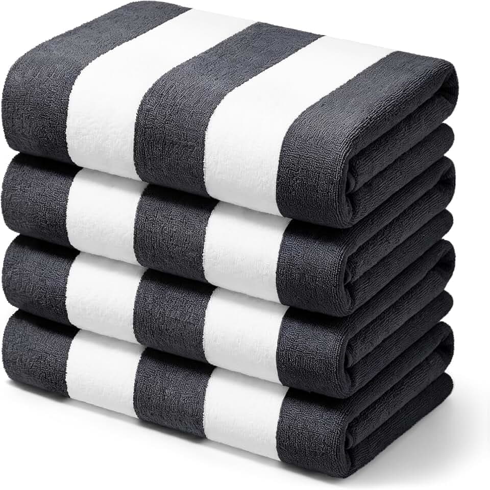 Exclusivo Mezcla 4 Pack Cotton Stripe Beach Towels Oversized Pool Towel Set