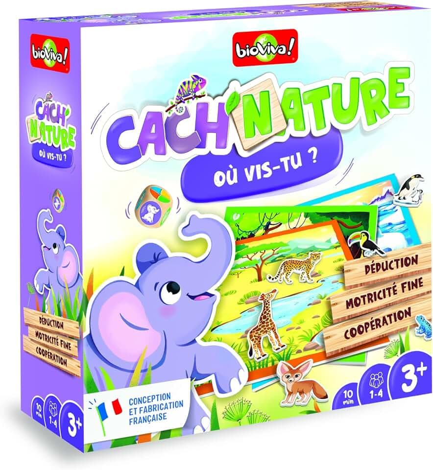 Bioviva Cach'Nature Gesellschaftsspiel für Kinder ab 3 Jahren, 1 bis 4 Spieler, 400190, 400190, Mehrfarbig