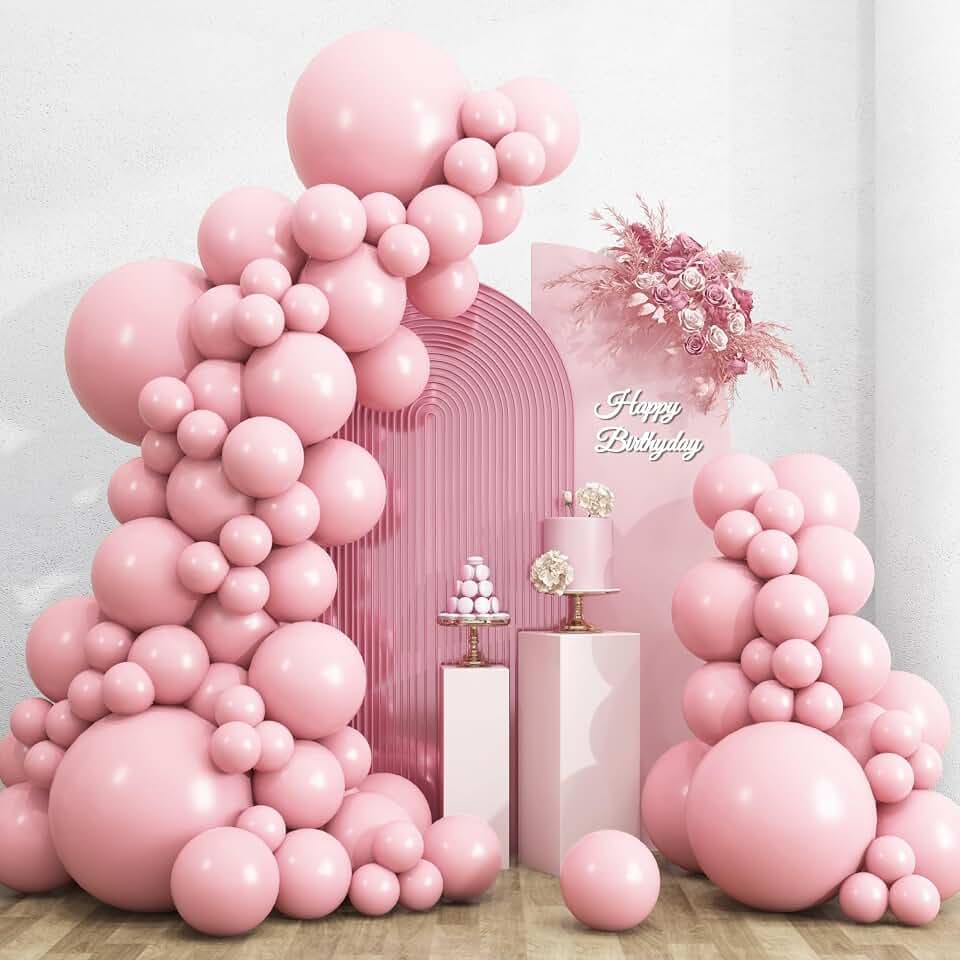 RUBFAC Baby Pink Balloons Different Sizes 135pcs for Birthday Arch