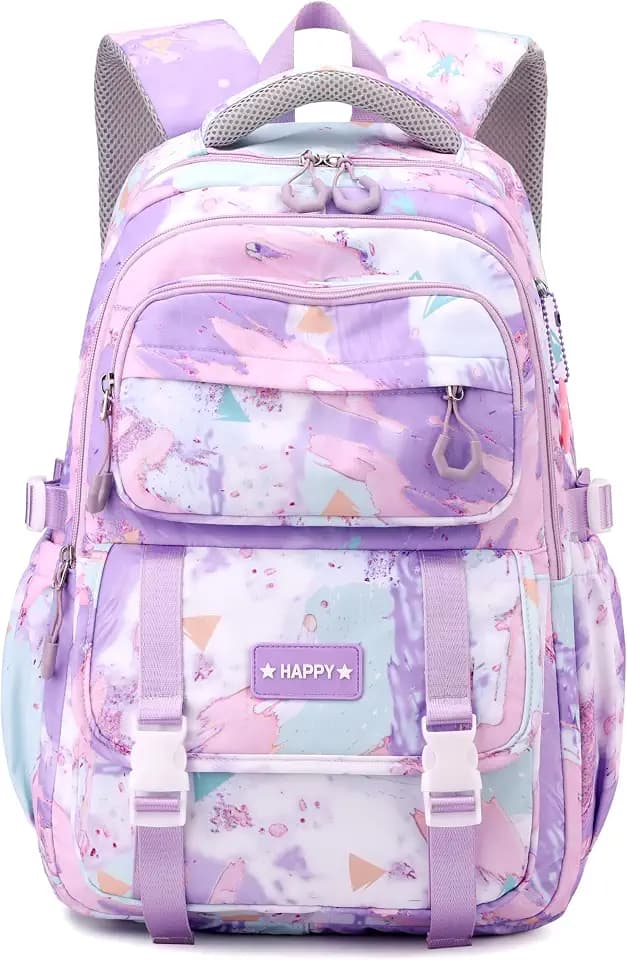 MITOWERMI Purple Backpack for Girls Bookbag Kids School Bags Multi-pocket Girls Backpack for School Elementary Students Schoolbags Teens Back packs (Purple)