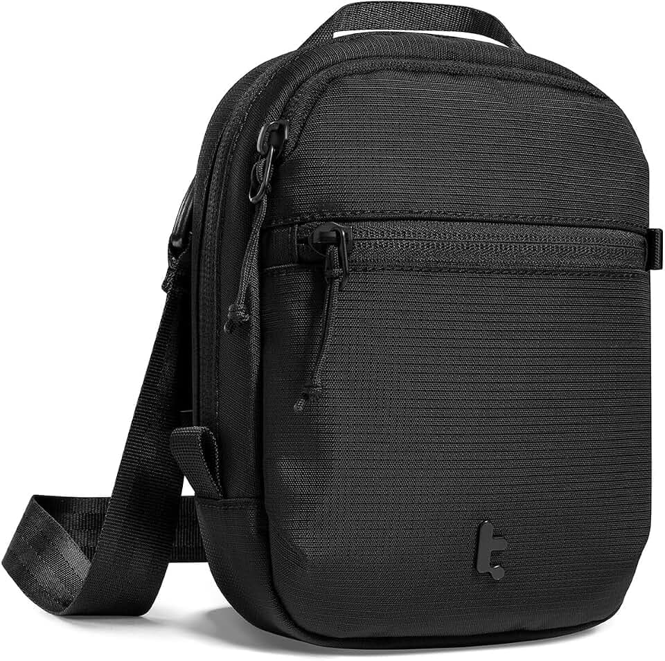 tomtoc Umhängetasche Für Damen & Herren Mit RFID Und Diebstahlschutz | Crossbody Sling Bag Mit Sicherheits-Reißverschluss Für 4-6 Pässe, Smartphone, Osmo Pocket 3 Und Schlüssel, Reise Und Alltag