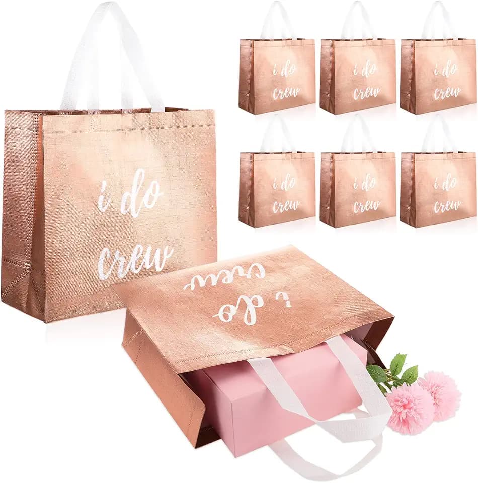 CHENGU 8 Pcs Bridesmaid Bags I Do Crew Bachelorette Party Gift,Rose Gold