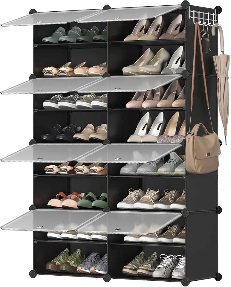 SONGMICS Schuhregal mit 8 Fächern, schmal, Schuhschrank mit Türen