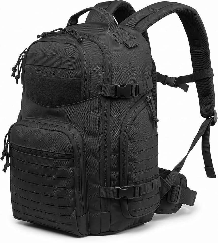 Highland Tactical Roger Tactical Backpack with Laser Cut MOLLE Webbing (Black)