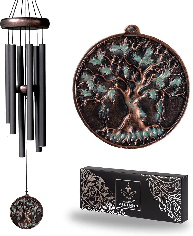 Vanquer Gift Wind Chimes for Outside - 30'' Wind Chimes Outdoor Clearance, Windchimes Outdoors, Memorial Wind Chimes, Sympathy Gift, Patio, Home Décor, Vintage Black (30" Tree of Life)