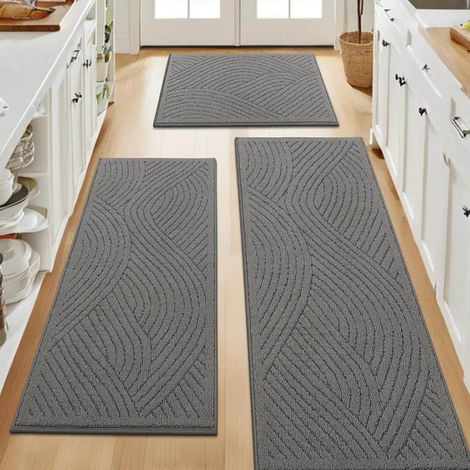 SHACOS Washable Non Slip Kitchen Rugs Sets of 3, 20x32+20x47+20x59 inch