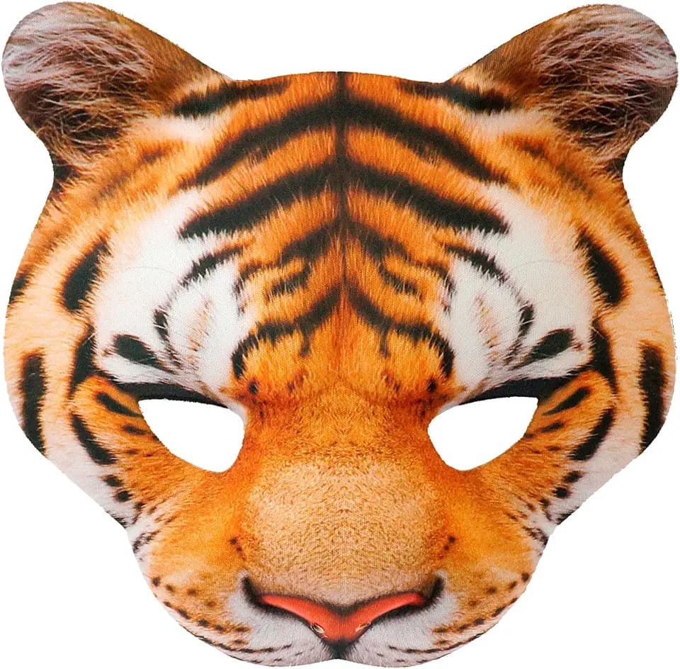 W WIDMANN MILANO Party Fashion - Tiermaske kinnlos aus Stoff, Accessoire für Karneval, Mottoparty