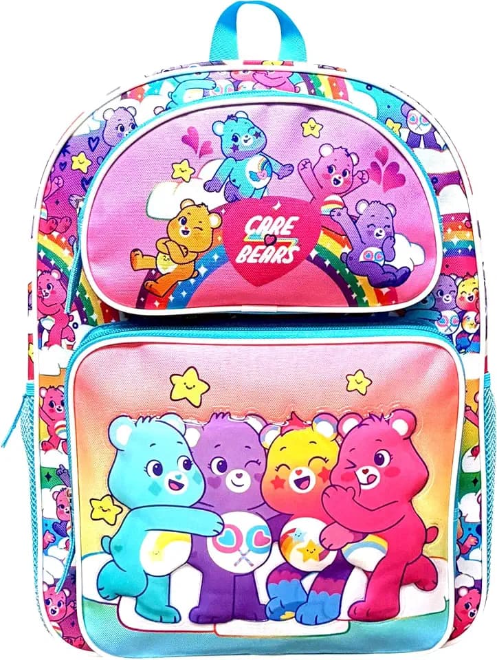 Fast Forward Kid's Licensed 16" Care Bears Cargo Backpack - Large School Backpack with Multiple Pockets