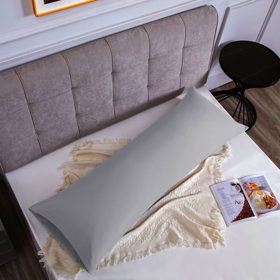 Kissenbezug 50 x 135 cm 2er Set - Kopfkissenbezug Mikrofaser Premium Superweicher - Kissenhülle 50 x 135 cm - Hellgrau