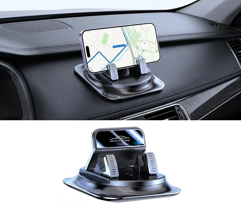 360 Degree Rotation Dashboard Phone Holder, Anti-Slip One-Hand Operation Cell Phone Mount, Smartphone Navigation Bracket with Strong Suction, Fit for Most Size Phones (Black)