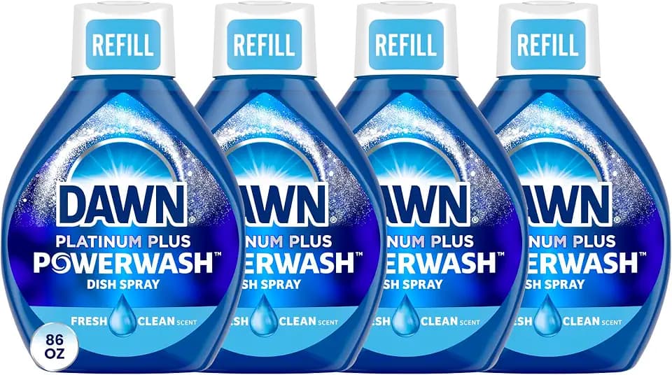 Dawn Powerwash Spray Refill, Dish Soap, Dishwashing Liquid, Cleaning Supplies, Fresh, 4 Refill, 21.5 Fl Oz