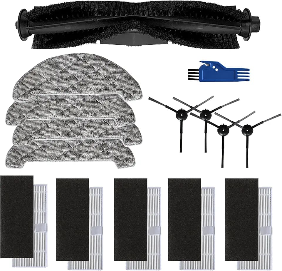 Zubehör-Set für Ultenic D5/D5s, 4 Seitenbürsten, 1 Rollbürste, 4 Wischtücher, 5 Filter Roboterstaubsauger