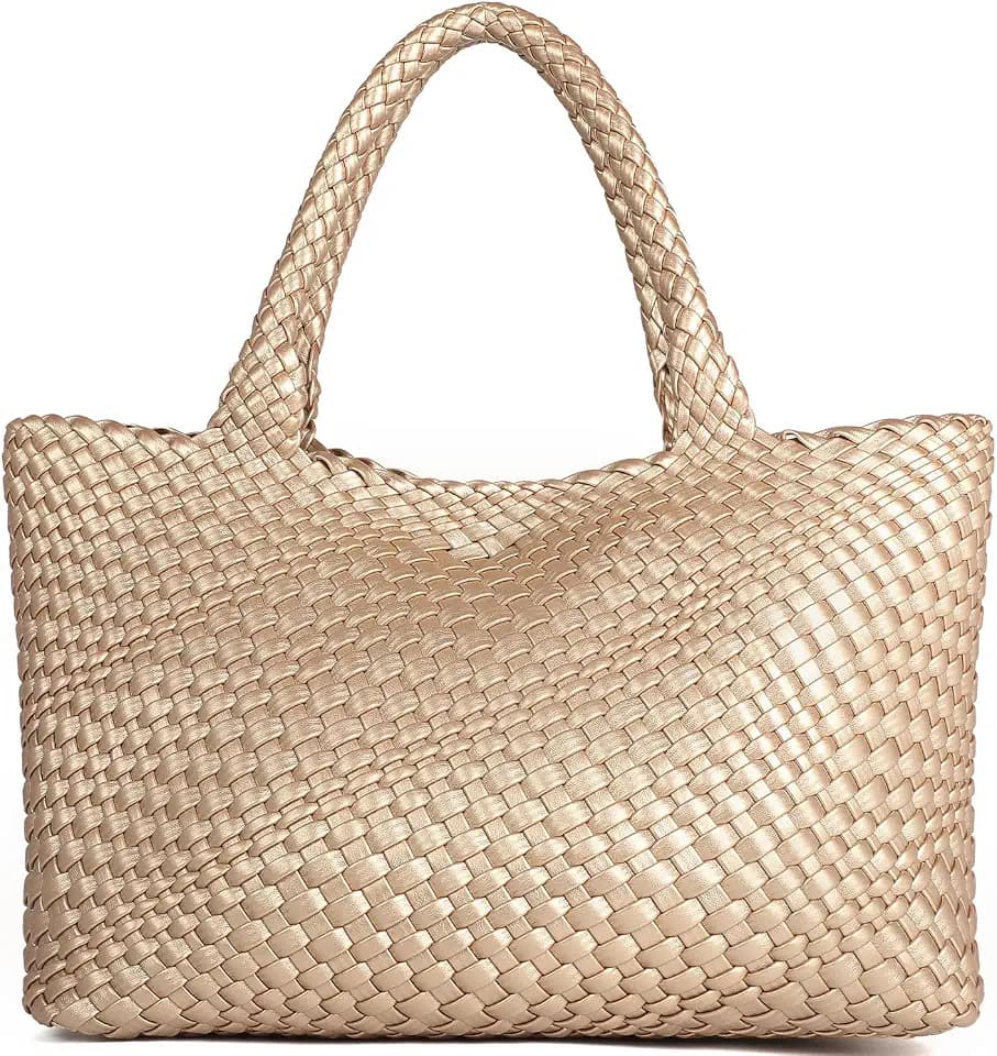 Woven Shoulder Bags for Women, Top Handle Tote Bag Vegan Leather Handbag