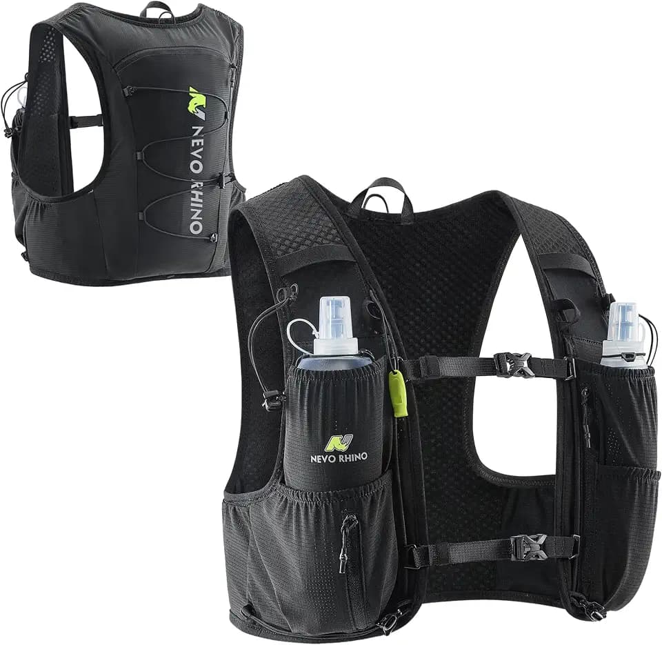 N NEVO RHINO Running Vest 5L, Hydration Vest with 2 TPU 500ml Soft Flask