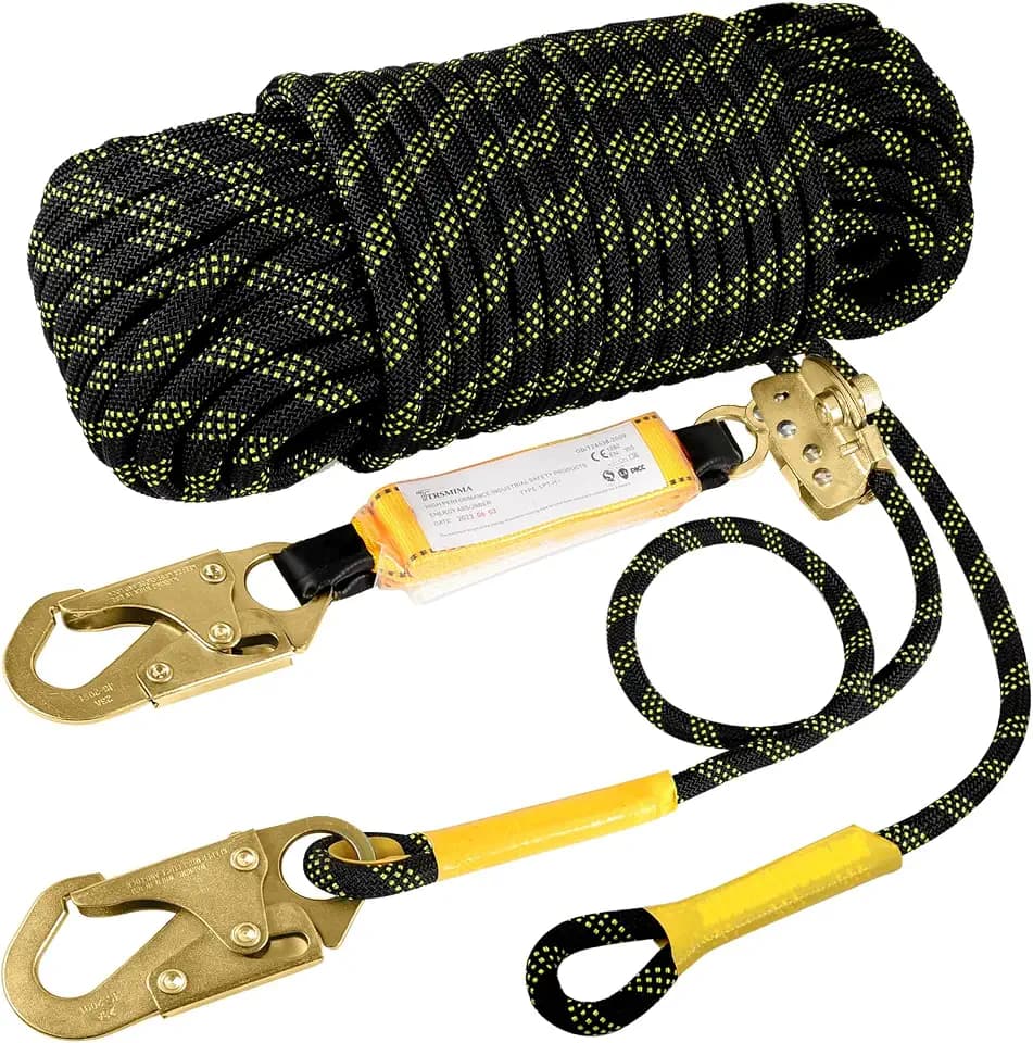TRSMIMA Rope Harness Safety Lanyard：150ft Roofing Rope Fall Protection