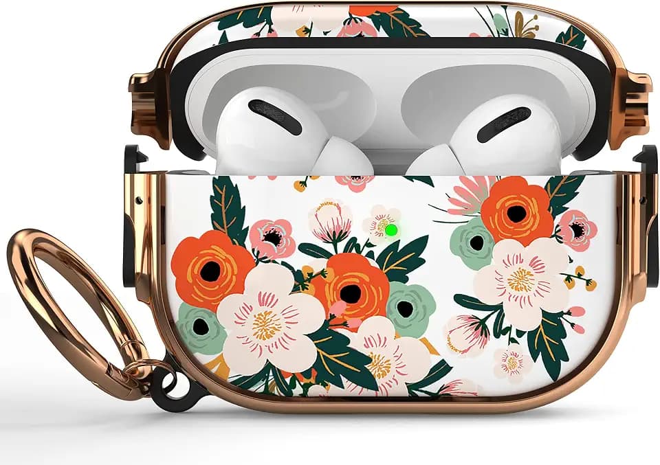 for AirPods Pro 2/1 Case Cover with Lock, Magsafe Compatible, Hibiscus