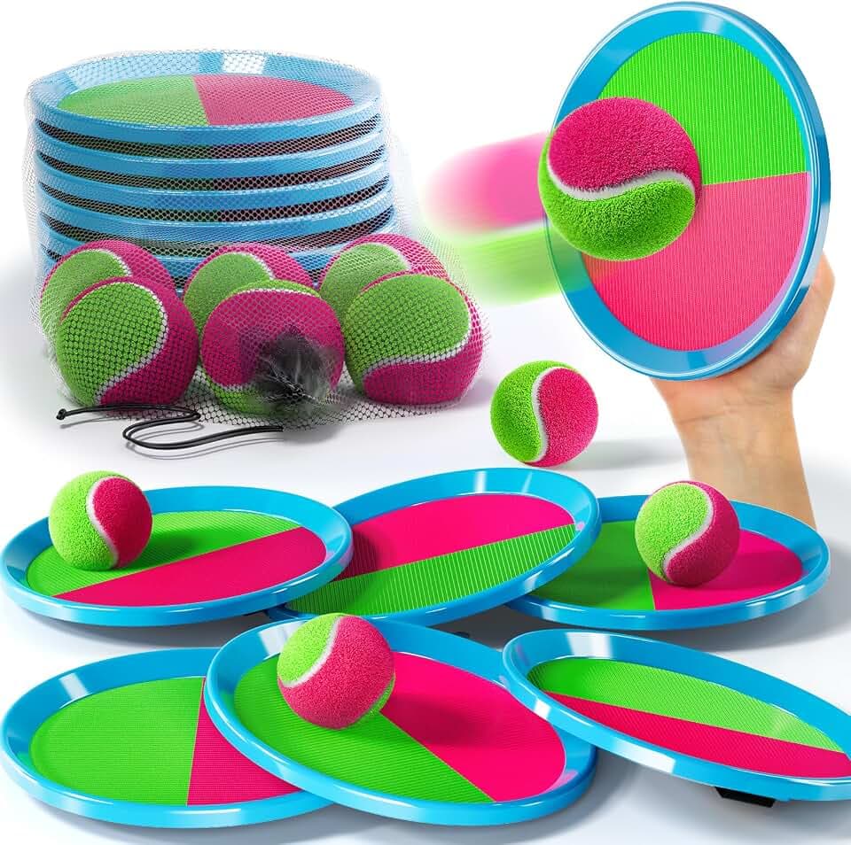 Klettballspiel 6 Bälle für Kinder, Outdoor Garten Strand Wurfspiel