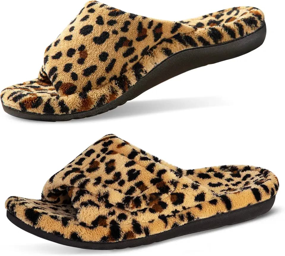 GRITHEIM Women's Orthotic Arch Support Slippers Fuzzy Adjustable Orthopedic Slippers for Plantar Fasciitis Furry Slide for Ladies