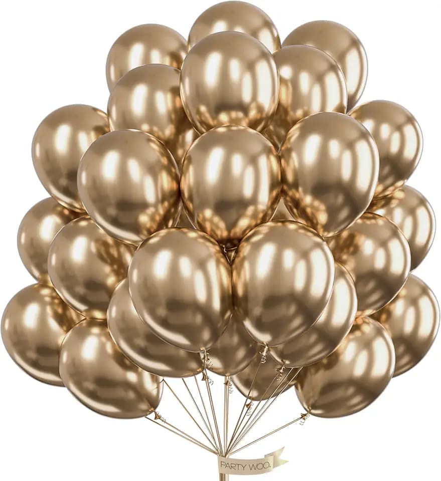 PartyWoo Metallic Gold Balloons 100pcs Chrome Gold Color 12 Inch