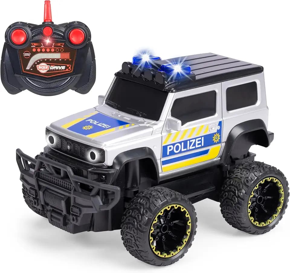 Dickie Toys - RC Auto Suzuki Jimny Police (20 cm) - ferngesteuertes Polizeiauto ab 3 Jahre mit Licht & Sound, Remote Control Car für Kinder, 8 km/h, 2,4 GHz Fernbedienung, inkl. Batterien