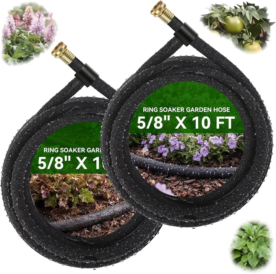 Pangda 2 Pack Ring Soaker Garden Hose, 5/8" x 10 ft Heavy-duty Drip Hose
