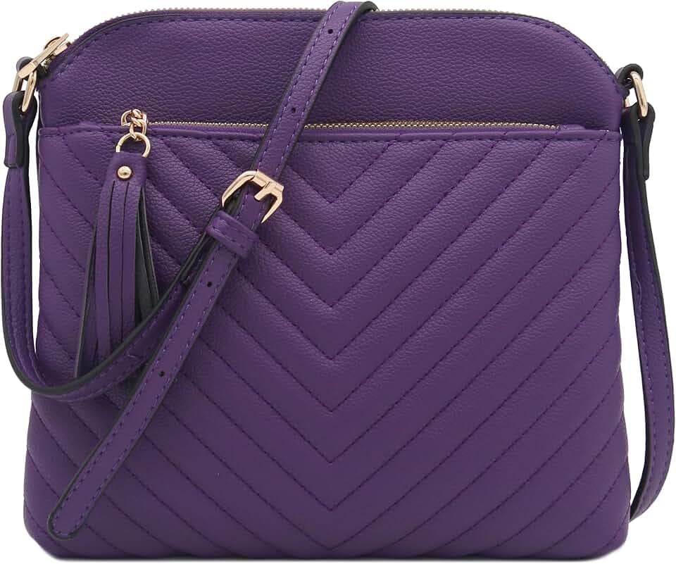 FashionPuzzle Chevron Quilted Medium Crossbody Bag with Tassel Accent