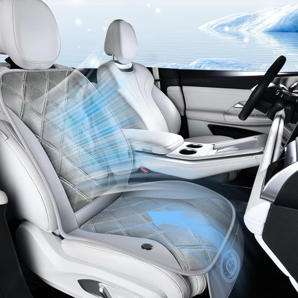 FLORICH Cooling Car Seat Cushion Front Seat Ventilated Car Seat Cover 2-Hours Auto Off Cooling Mat for Car Seats with 3-Speed Adjustable Universal Fit for 12V/24V Car SUV Truck Van for Summer, Gray