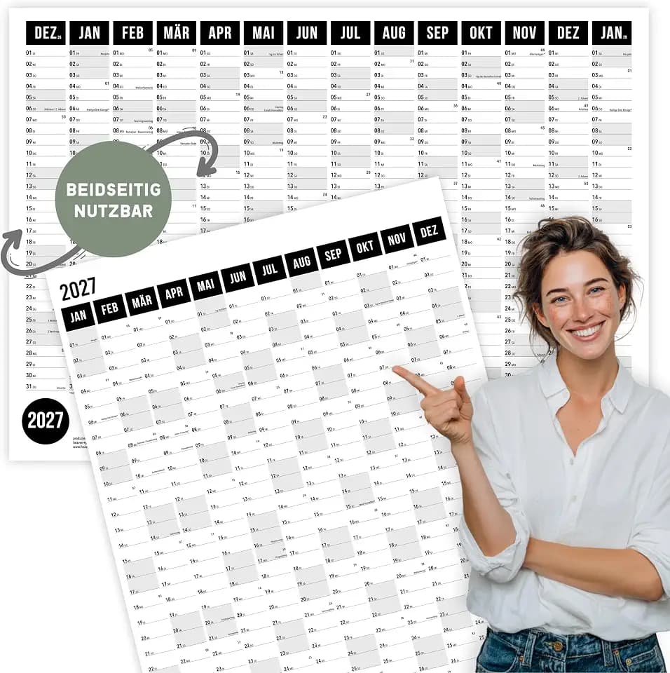 heaven+paper Wandkalender 2027 | A1 | Jahresplaner 2027 | Wandplaner 27
