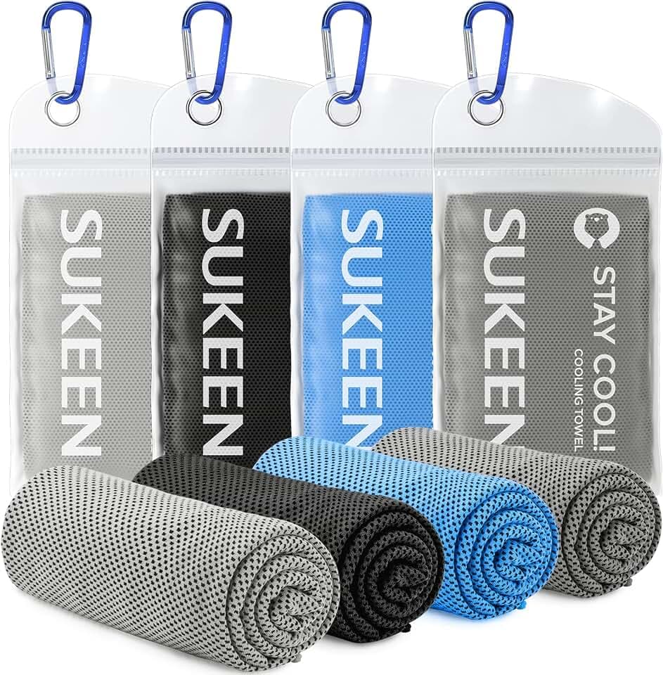Sukeen 4 Pack Cooling Towels (40"x12") for Neck and Face Instant Cooling