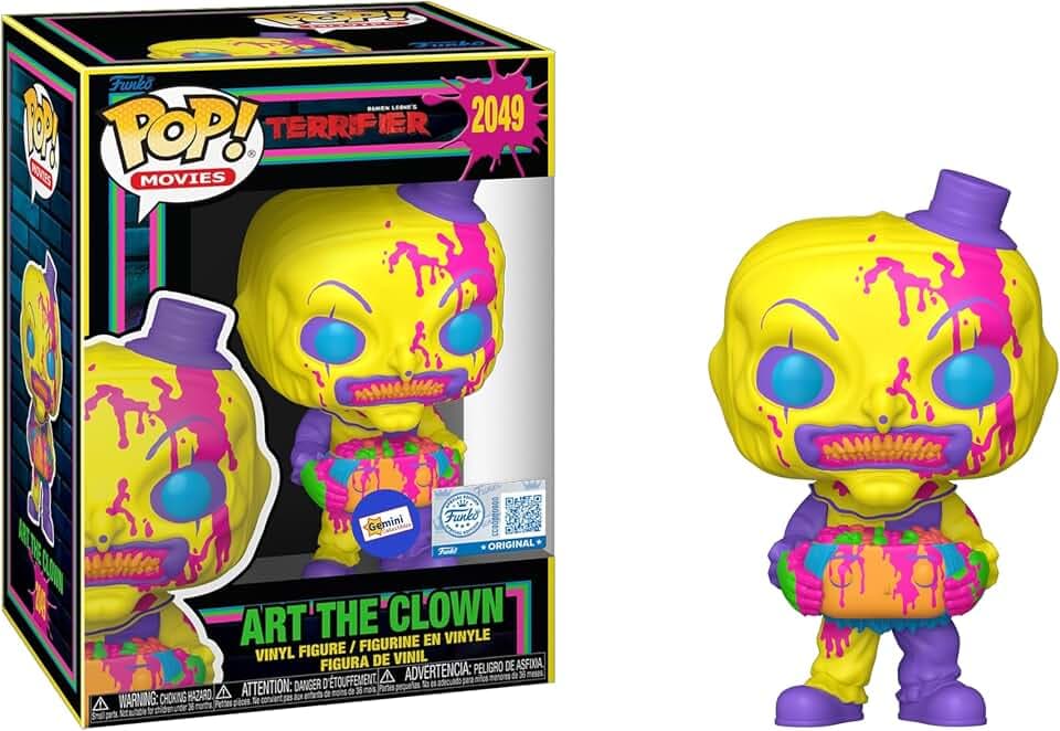 Funko Pop! Movies: Terrifier - Art The Clown with Head (Blacklight) #2049 - Gemini Collectibles Exclusive