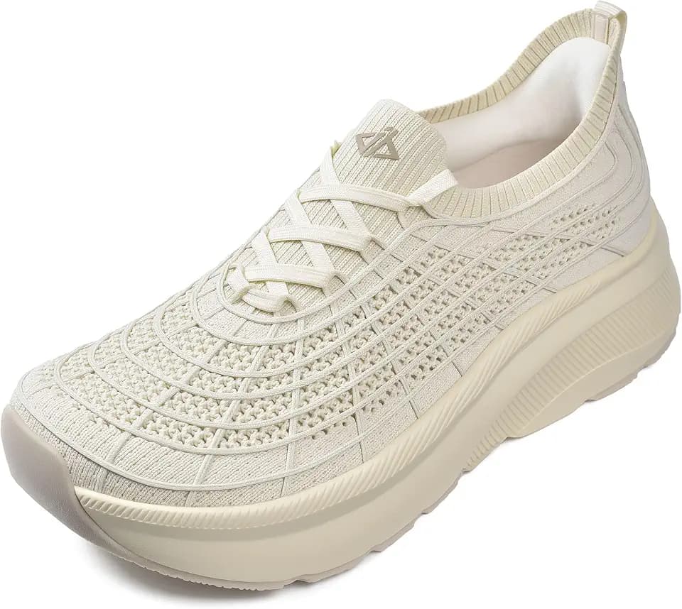 JACKSHIBO Wide Toe Box Shoes Women Slip on Sneakers Slip in Arch Support Plantar Fasciitis Orthopedic for Walking Tennis Athletic Cushion Thick Sole Zero Drop Hands Free Shoes with Metatarsal Pads