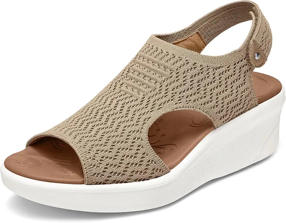 mysoft Women's Lightweight Walking Sandals Wedge Comfortable Beach Shoes