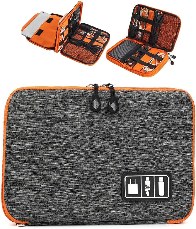 THETAG Elektronik Tasche, Universal Reisetasche für Elektronisches Zubehör Batterie Kabel/Ladegerät/Tablet bis zu/Maus