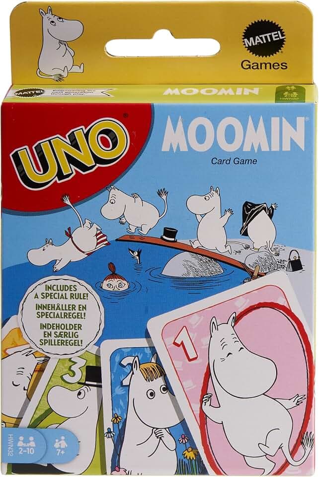 Mattel Games UNO Mumin Kartenspiel für Kinder, Erwachsene und Familien mit Deck und Regeln, inspiriert von der Mumin-Serie, HWN32