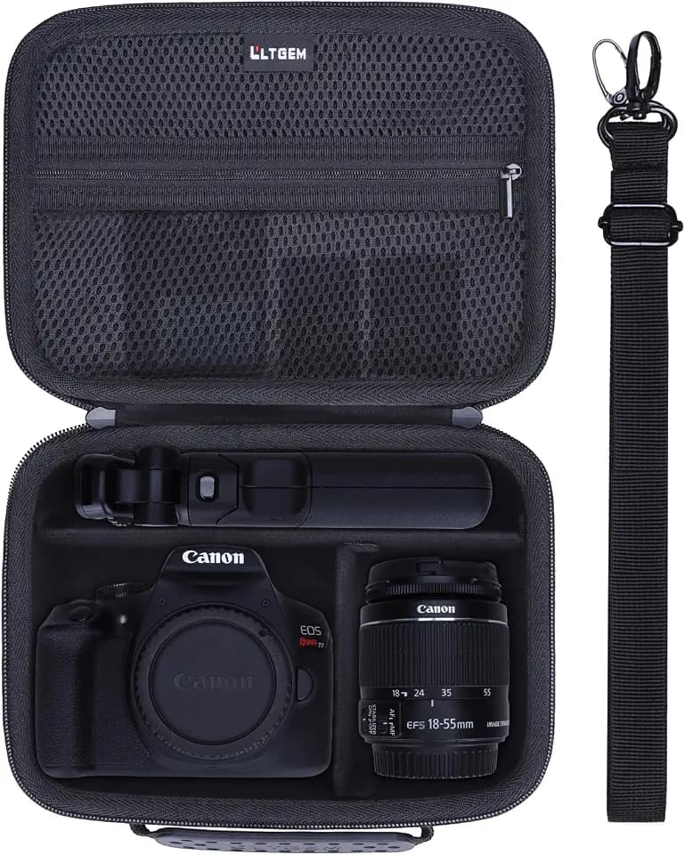 L LTGEM Hard Camera Case Bag for Canon EOS Rebel T7/R50//R100 DSLR, Black