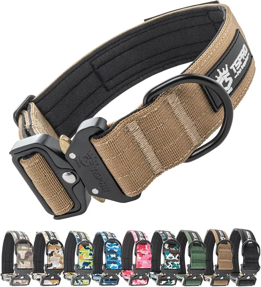 TSPRO Taktisches Hundehalsband mit Metall-Schnellverschluss & Klettfläche
