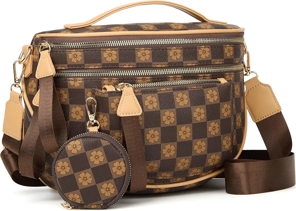 Makes Checkered Crossbody Bag Bum Bag for Women with Pouch