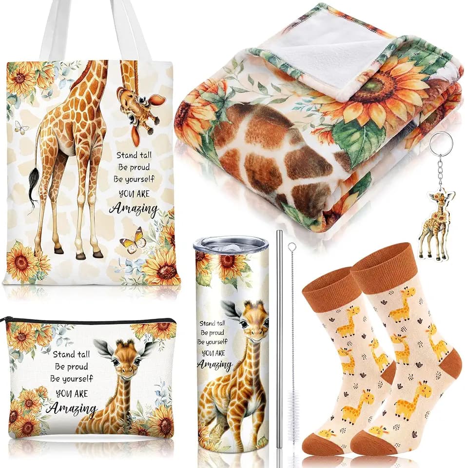 6 Pcs Giraffe Gifts for Women, Warm Yellow & Brown