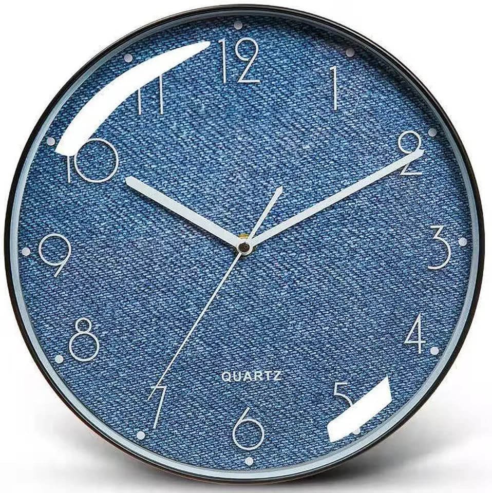 Wanduhr Ohne Tickgeräusche, 25cm Modern Quartz Lautlos Wanduhr, Wanduhren Vintage Groß, Küchenuhr Wand für Wohnzimmer, Zimmer, Büro - Schwarzer Rand (10")