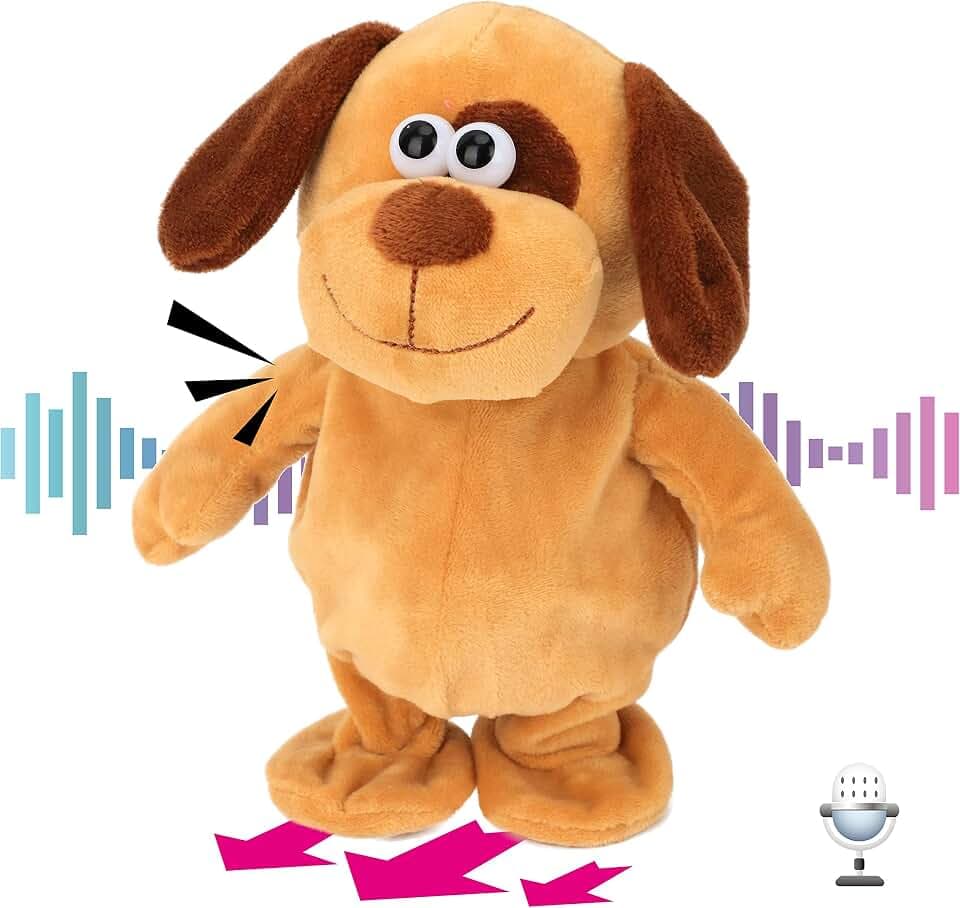 Hopearl Sprechender Hund Wiederholt Gesagtes Laufend Welpe Elektrisch Interaktiv Animiertes Spielzeug Sprechendes Plüschtier Geschenke für Kleinkinder Geburtstag, 20 cm