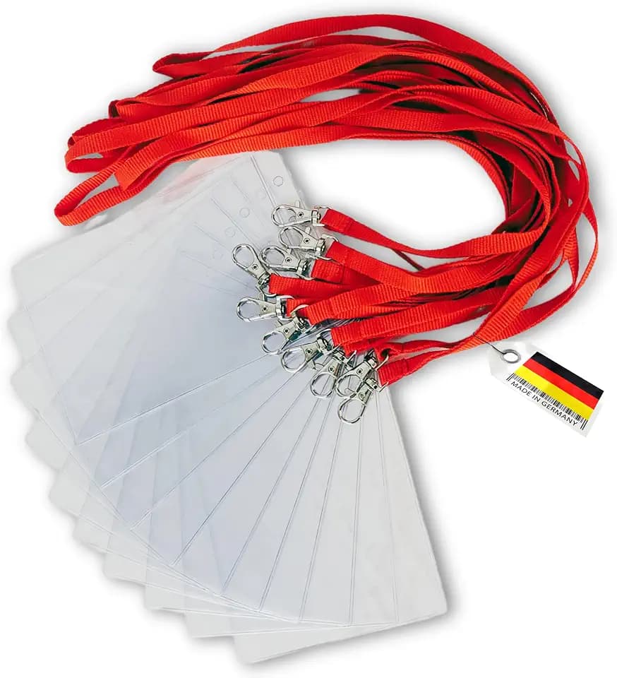 Schlüsselbänder aus Baumwolle mit Ausweishülle DIN A6 - twist4® (rot, 10 Stück)