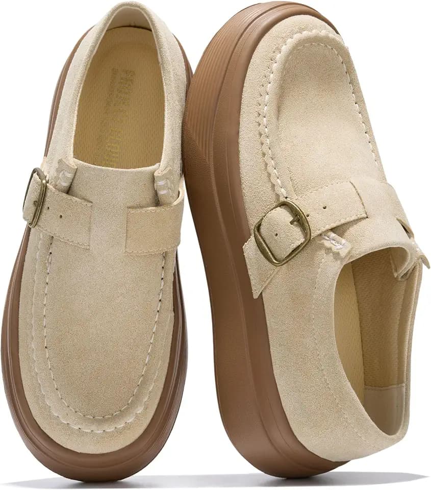 Genuine Leather Platform Sneakers for Women - Comfortable Womens Shoes