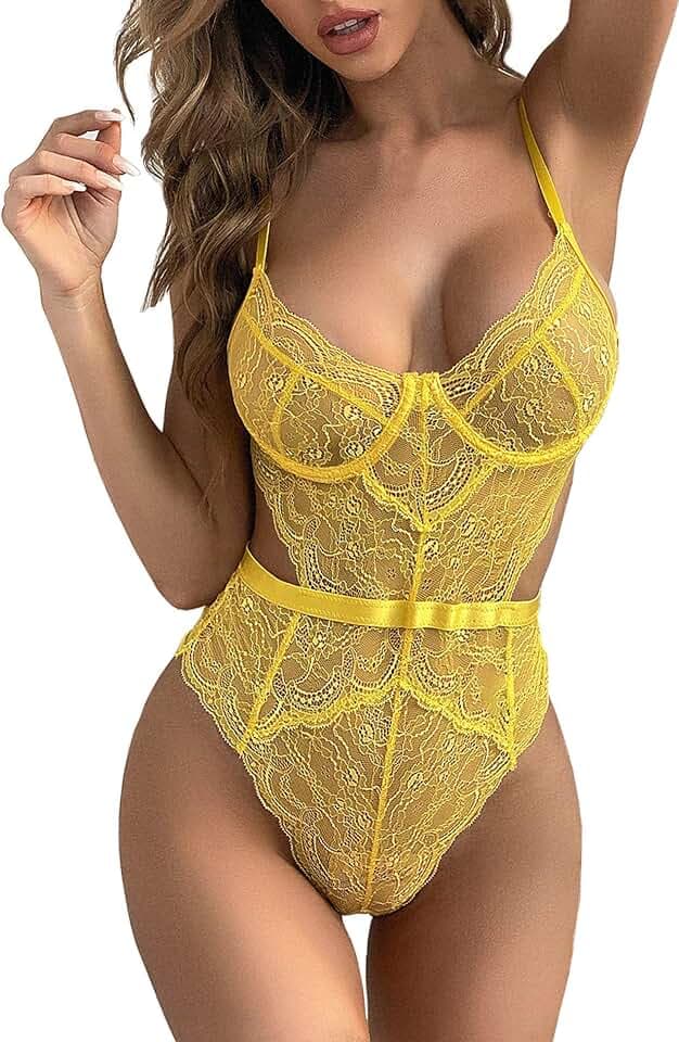 EVELIFE Body Damen Sexy Dessous Bodysuit BH mit Bügel Overall Reizwäsche Negligee Spitze Unterwäsche Babydoll Lingerie
