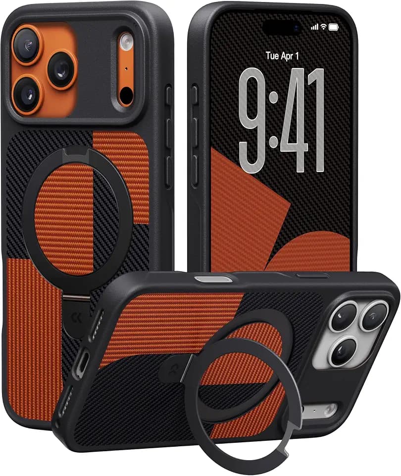 CASEKOO Durable Magnetic Stand for iPhone 17 Pro Case, Twilight Orange