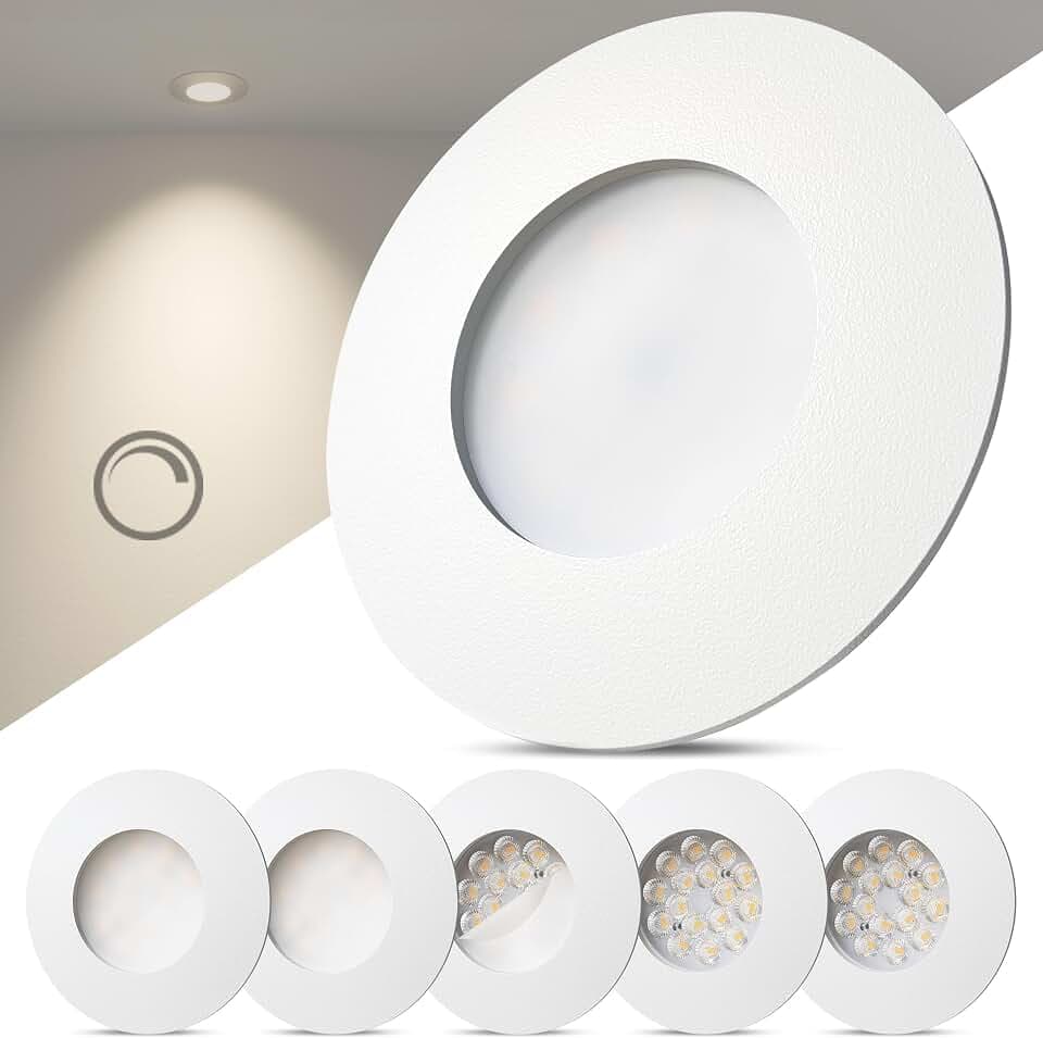 Scandinavian home 6er Set LED Einbaustrahler 230V Dimmbar - LED Spots 230V Warmweiß 3000K, 470 lm, CRI 90+, 68mm Lochmaß - IP44 Badezimmer Geeignet - Deckenspots Weiß-Matt, Deckenleuchte Spot