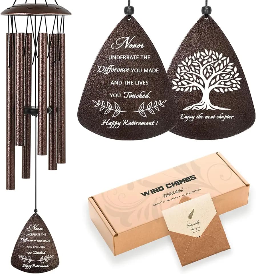 Soopau Retirement Gift for Woman Men, 32" Wind Chimes Retirement Gifts, Happy Retirement Gifts for Coworker Colleague Boss Teachers Nurses Friends, Going Away Gifts Retirement Decorations
